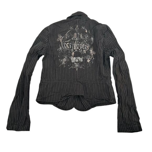 VTG y2k Womens Pinstripe Jimmy'Z Surf Co. Blazer Jacket Low Rise Shorts Set Sz M - Picture 5 of 12